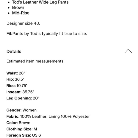 Brown Leather Wide-Leg Pants - Picture 4 of 4